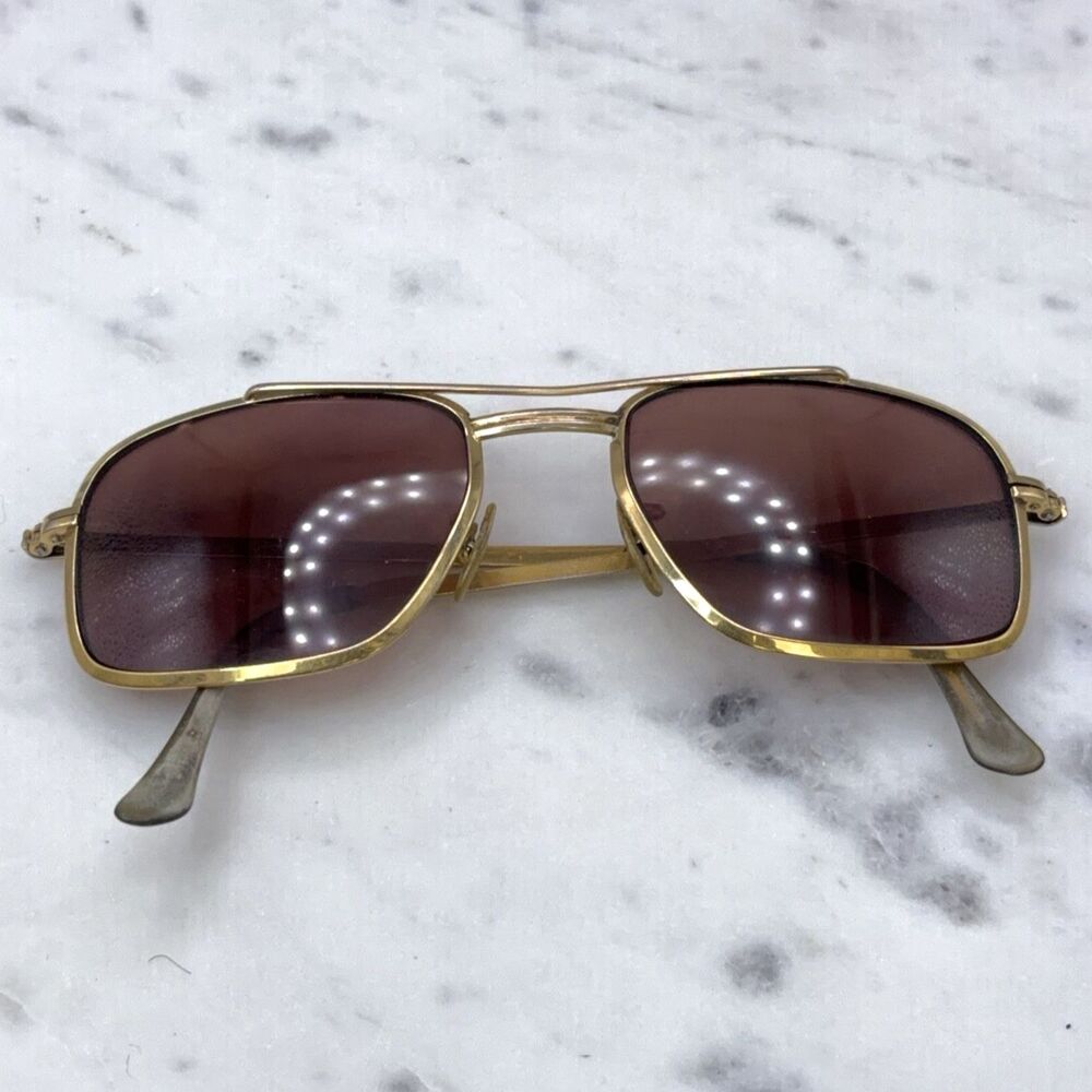 Vintage Shuron 6 USA Square Aviator (Navigator) Gold Eyeglasses Frames Only